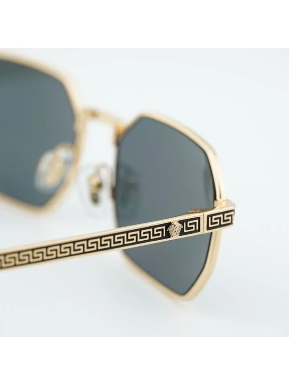 Versace VE2297 100287 Sunglasses Gold Rectangle Frame, Dark Grey Lenses